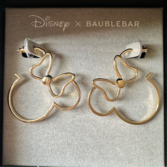 DISNEY X BaubleBar Gold Minnie Mouse Hoop Earrings - Picture 4 of 6